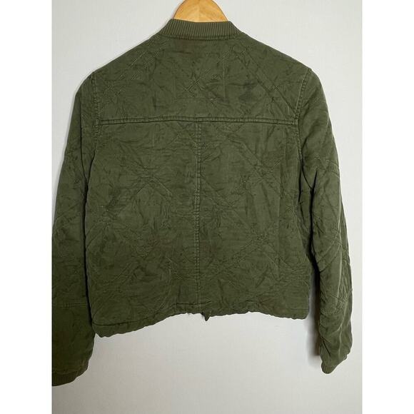Anthropologie Quilted Bomber Jacket  size XS olive green worn on TV - Picture 7 of 11